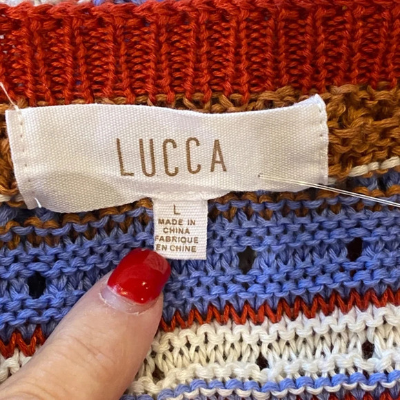 Lucca Fallon Crocheted striped Midi Dress With Ruffle Sleeves 33725 - Picture 10 of 13